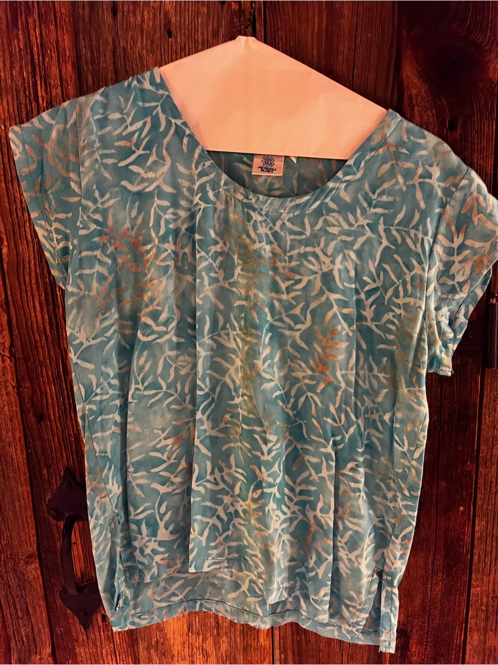 Batik Turquoise Cap Sleeve Top